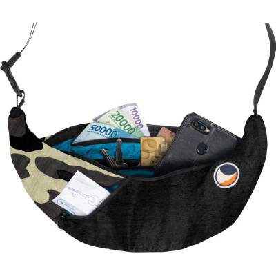 TICKET TO THE MOON Upcycled Sling Bag Black / Camo