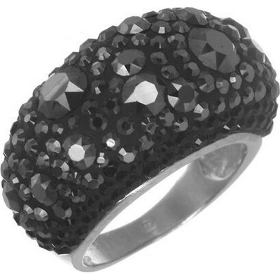 Argento Strieborný prsteň čierne krištále Swarovski 71885