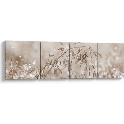 Obraz - Louka v hnědých tónech, Čtyřdílný 160x40 cm