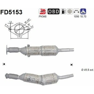 Filter sadzí pevných častíc výfukového systému AS FD5153