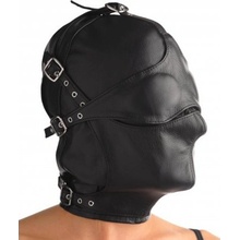 Asylum Leather Hood with Removable Blindfold and Muzzle