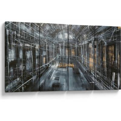 Obraz interiéru staré budovy, Čtyřdílný 160x80 cm