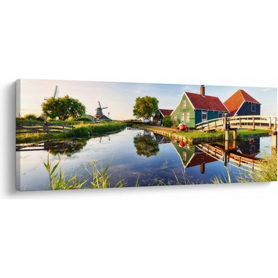 Obraz nizozemských mlýnů, jednodílný 145x58 cm