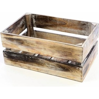 VINTAGE DIVERO Dřevěná bedýnka hnědá - 44 x 28 x 19 cm