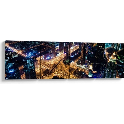 Obraz nočního města, Čtyřdílný 160x40 cm