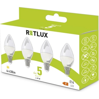 Retlux REL 35 Sada LED žárovek Candle 5W E14 teplá bílá