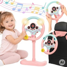 WOOPIE Interaktivní volant do auta se světly růžový