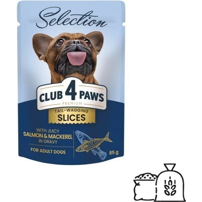 Club 4 Paws Premium Plus Adult Selection kúsky s lososom a makrelou v omáčke 85 g