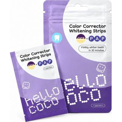 Hello Coco PAP Bělicí pásky na zuby s korektorem barev 7 aplikací 14 ks