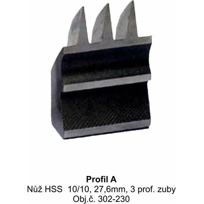 Výměnný nůž HSS 10/10, 27,6mm, 3 profilové zuby "A"
