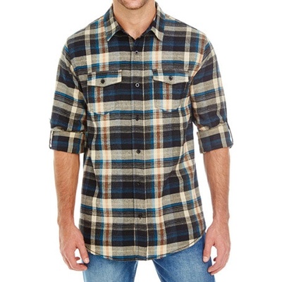 Burnside pánska flanelová košeľa BU8210 khaki check