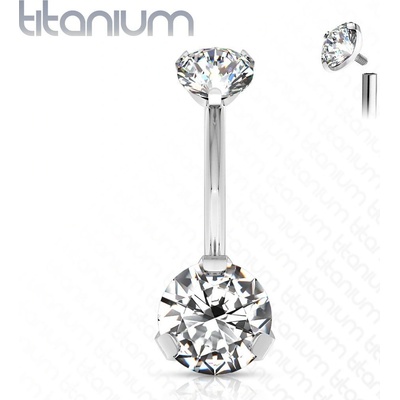 Šperky4U piercing do pupíku vnitřní závit zirkon titan TIT1142-C
