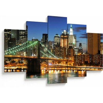 Obraz - Most s New Yorkom, päťdielne 150x105 cm