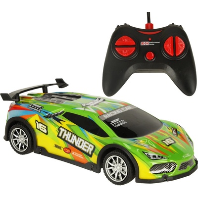 KIK Dálkově ovládané RC sportovní auto 23 cm zelené s LED diodou, dobíjecí baterie 3,7 V (6+)