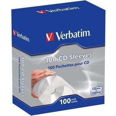 Verbatim Obálky na CD, papírové, s okénkem, VERBATIM, bílé ,balení 100 ks
