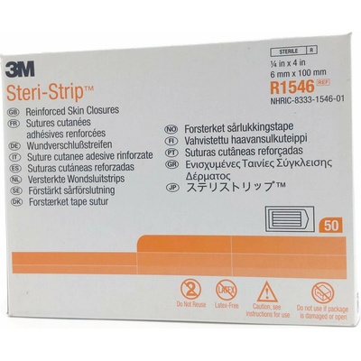 3M Steri-Strip zpevněné náplasťové stehy 0,6 cm x 10 cm 50 ks