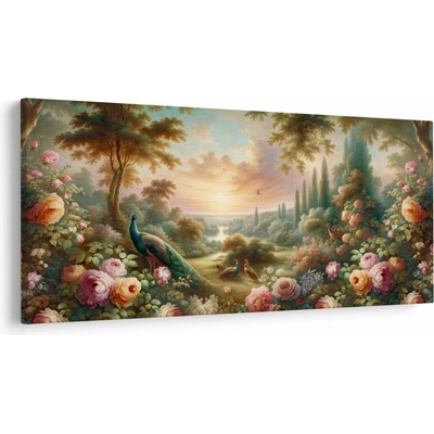 Obraz - Pávi v zahradě, jednodílný 250x125 cm