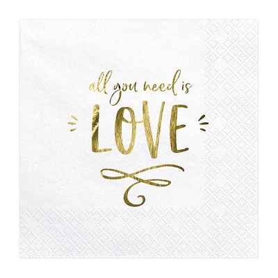 PartyDeco servítky All you need is love 33x33cm