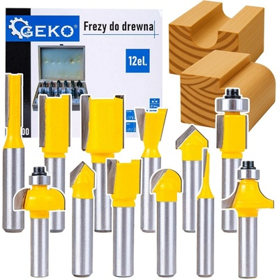 Tvarové frézy Geko 12 ks, stopka 8 mm pro horní frézku