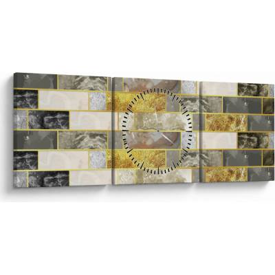 Obraz - Dekor s textúrami (s hodinami), trojdielne 90x30 cm s hodinami