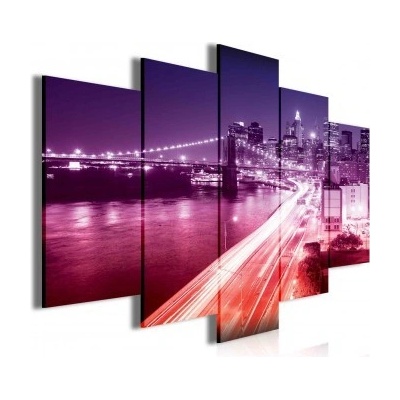 Obraz na plátne viacdielny - OB3406 - New York fialovo ružový 100cm x 60cm - S17