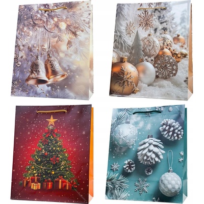 Papierová taška na vianočné darčeky 4 ks 33x45 cm