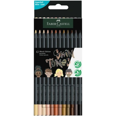 Faber Castell Black Edition barevné trojhranné pastelky 12 tělových barev 116414 TFC116414
