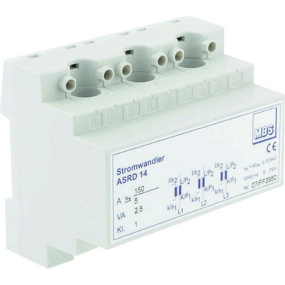 MBS ASRD 14 3X125/5A 3,75VA Kl.1 transformátor Primárny prúd 125 A Sekundárny prúd 5 A Ø priechodky vodiče:13 mm montáž