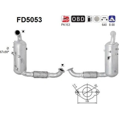 Filter sadzí pevných častíc výfukového systému AS FD5053