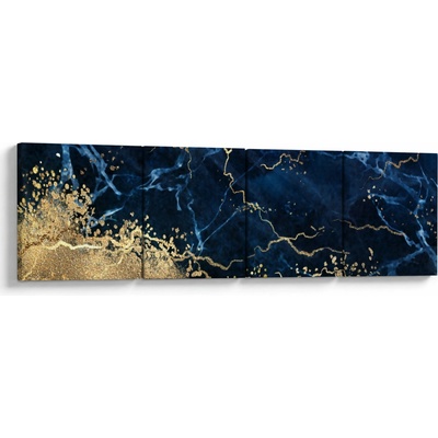 Obraz - Tmavo-modrý mramor, štvordielne 160x40 cm
