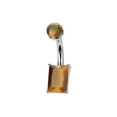 Šperky4U Piercing do pupíku obdélník Tygří oko TIT1581