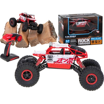 KIK RC auto Rock Crawler 4x4 2,4 GHz – terénne diaľkovo ovládané, červené 1:18