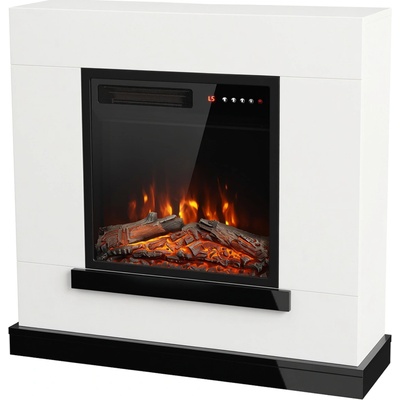 Homcom elektrický krb s římsou topením a 3D efektem plamene 80 cm bílý