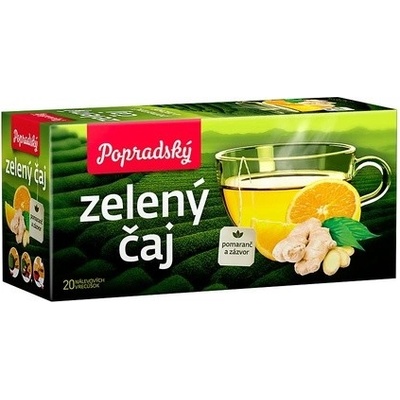 Popradský zelený čaj s príchuťou pomaranč a zázvor 20 vrecúšok 30 g