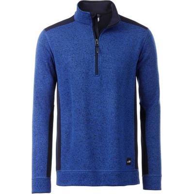 James & Nicholson JN 864 Pánska pracovná bunda z fleecu 1/2 zips royal melange/navy