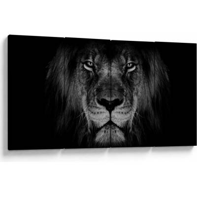 Obraz - Lev a jeho majestátnosť, štvordielne 160x80 cm