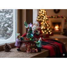 Chomik HRACÍ SKŘÍŇKA VÁNOČNÍ LED SANTA S VÁNOČNÍ STROMEČKEM A DÁRKY 20 x 19 x 19 cm *2423