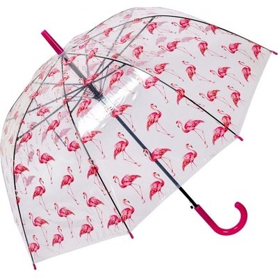 Clayre & Eef průhledný deštník s plameňáky Flamingo