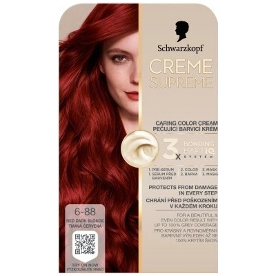 Schwarzkopf Creme Supreme Pečující barvicí krém 6-88 tmavá červená