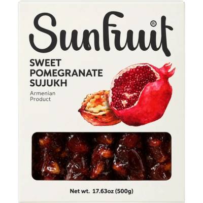 Sunfruit Sladký sujuk s vlašskými ořechy příchuť granátového jablka 500 g