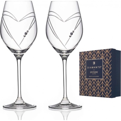 Diamante sklenice na bílé víno Hearts s krystaly Swarovski 2 x 360 ml