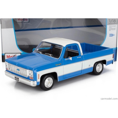 Maisto Chevrolet C 10 Pick up Cheyenne Super 1974 Modrá Bílá 1:18