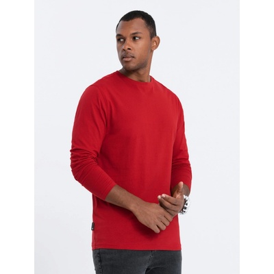 Ombre Clothing pánské tričko s dlouhým rukávem Eliwn červená
