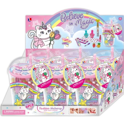 RKToys Dětská kosmetická sada 19 dílů v kelímku s brčkem