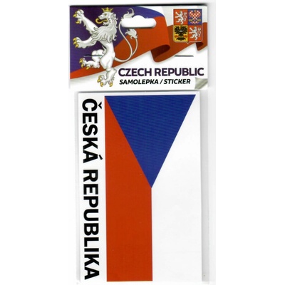 Samolepka s vlajkou a nápisom Česká republika 8,5 x 6 cm - farebná