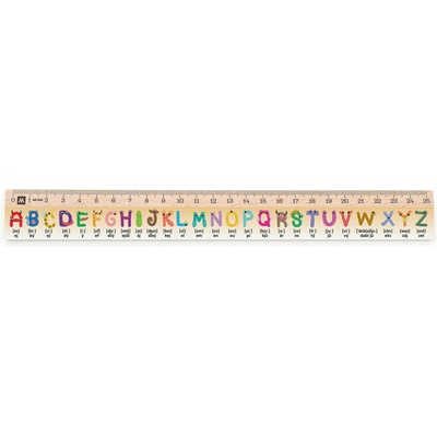 Metrie Didakt-M07 Dřevěné pravítko s potiskem Alphabet 25 cm