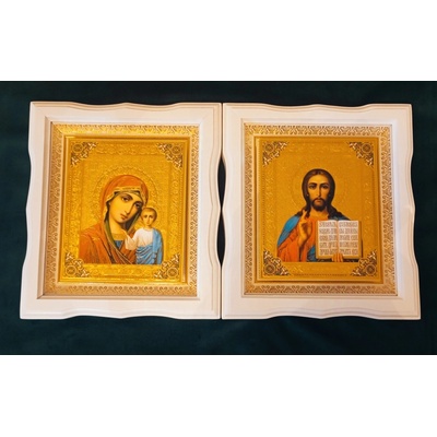 Ikona dvojice-Krista Pantokrata a Kazaňskej Bohorodičky 17 Farba: Hnedá, Veľkosť: 490x275mm
