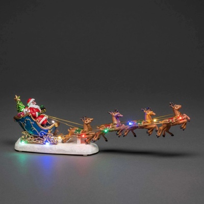 Konstsmide LED Světelná dekorace Santa Claus na saních se soby 10 barevných diod