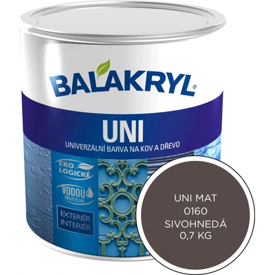 Balakryl UNI Mat na kov a drevo 0,7 kg - 0160 sivohnedá
