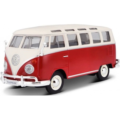 Maisto Volkswagen Van Samba bílo červená 1:25